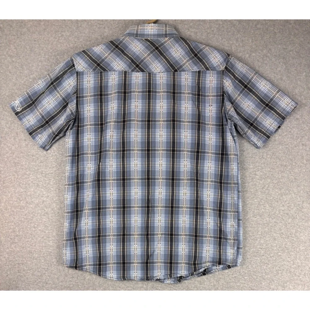 Gotcha Mens XL Blue Plaid Short Sleeve Button Down Shirt‎ Surf Casual Pockets